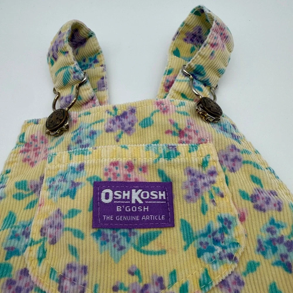 Vintage OshKosh B'Gosh 4T Floral Corduroy Jumper Dress Made USA 90s Cottagecore